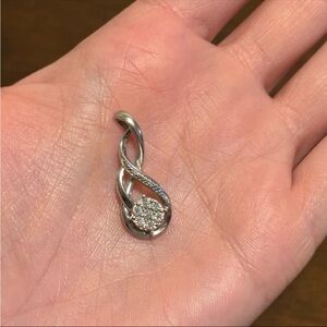925 Sterling Silver White Gemstone Infinity Pendant